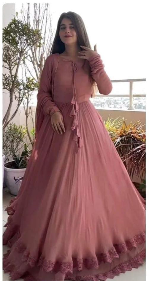 Women,s 3 Pcs Stitched Chiffon Beautiful Anarkali Maxi set😍Free Delivery