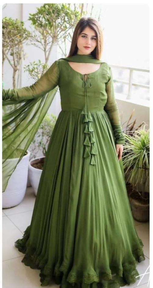 Women,s 3 Pcs Stitched Chiffon Beautiful Anarkali Maxi set😍Free Delivery