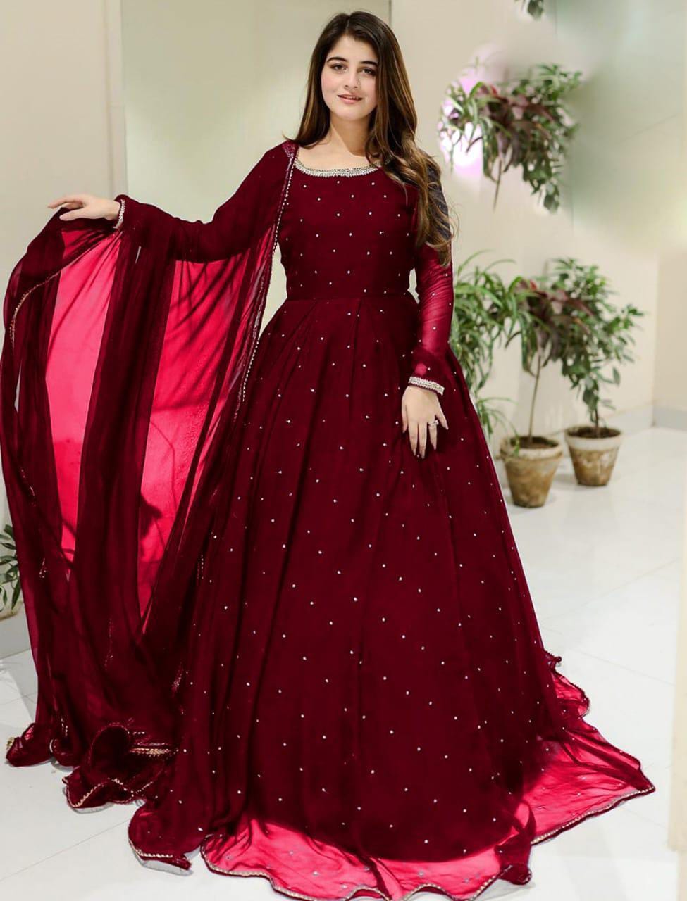 Women,s 3 Pcs Stitched Beautiful Anarkali Maxi set 😍 Free Delivery