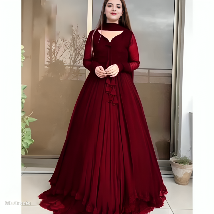 3-Piece Beautiful Flare Trendy Anarkali Maxi Set  😍*