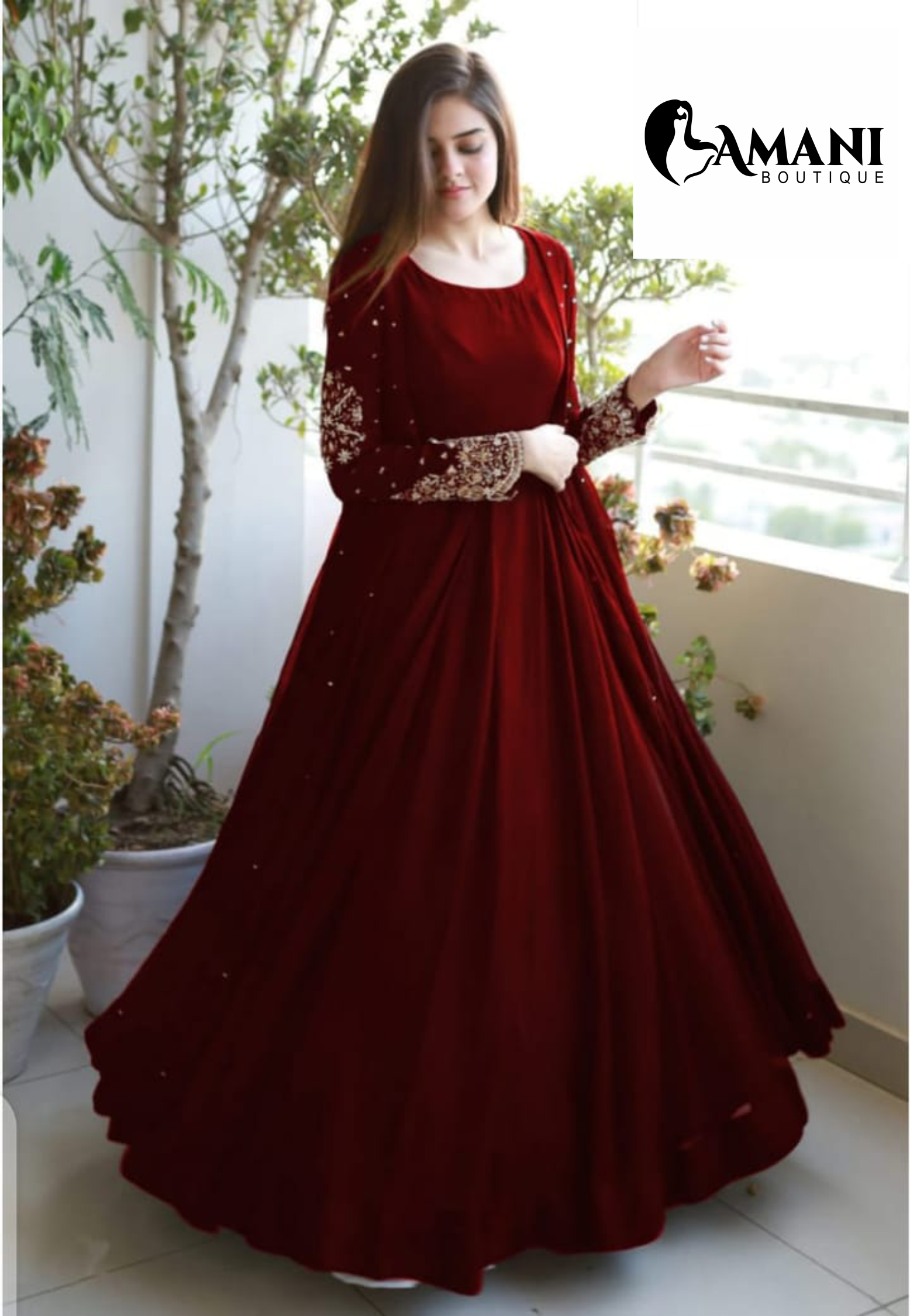 Women,s 3 Pcs Stitched Beautiful Pulse Gown Maxi set😍Free Delivery