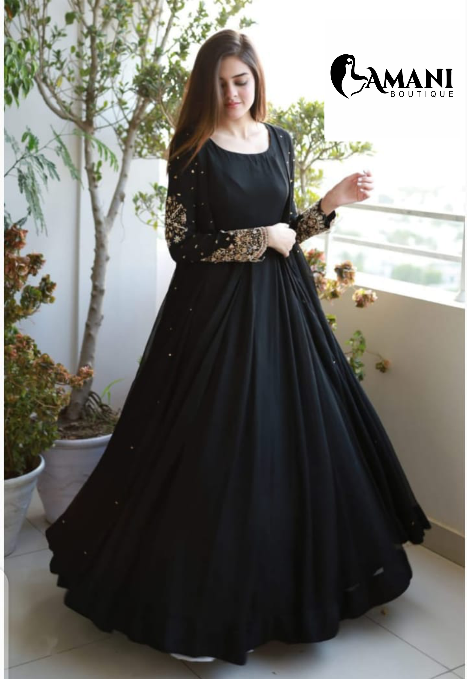 Women,s 3 Pcs Stitched Beautiful Pulse Gown Maxi set😍Free Delivery