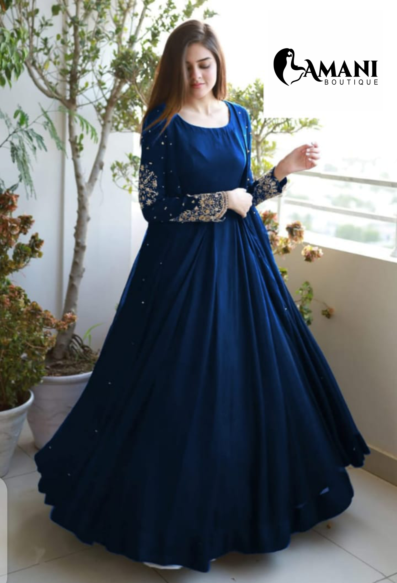 Women,s 3 Pcs Stitched Beautiful Pulse Gown Maxi set😍Free Delivery